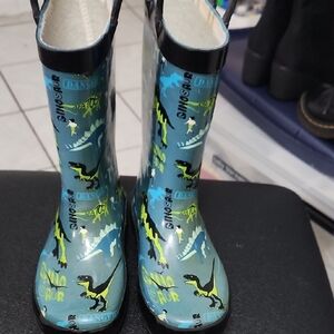 Dinosaur Adventure Kids Rain Boots - Blue and Green